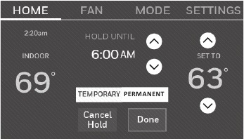 Honeywell - RTH9585WF1004 - Anulación de horarios: uso doméstico Anulación de horarios: uso doméstico