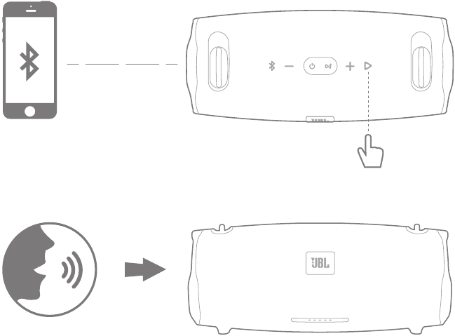 Harman - JBL XTREME 2 - Asistente de voz - Paso 2 - Presione el botón en el altavoz para activar Siri o Google Now en su teléfono Asistente de voz - Paso 2 - Presione el botón en el altavoz para activar Siri o Google Now en su teléfono