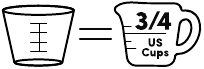 1 taza de olla arrocera = ¾ de taza estadounidense