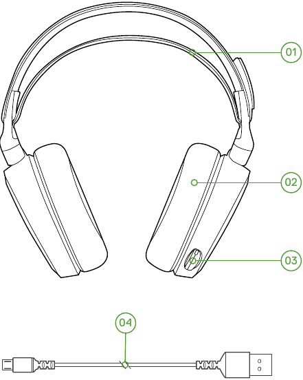 SteelSeries - Arctis 9X - DESCRIPCIÓN GENERAL DEL PRODUCTO - Parte 1 DESCRIPCIÓN GENERAL DEL PRODUCTO - Parte 1