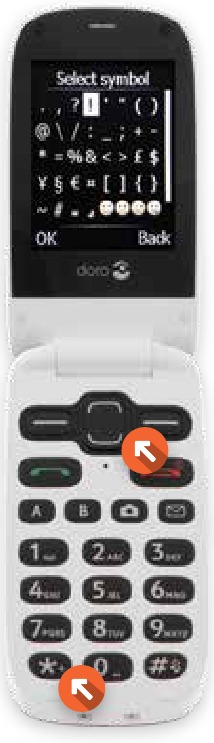 Consumer Cellular - DORO PhoneEasy 626 - INGRESAR SÍMBOLOS INGRESAR SÍMBOLOS