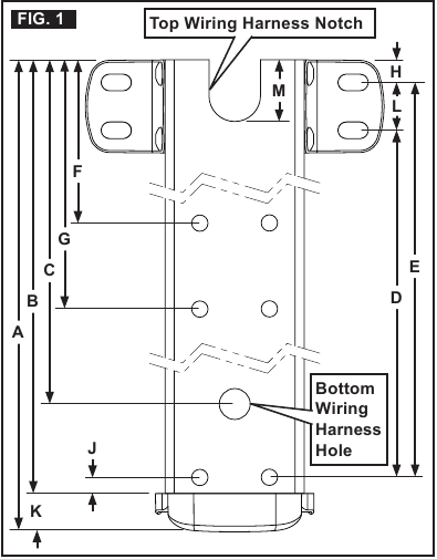Dometic - 9100 - Dimensiones del hardware (canal trasero) Fig. 1 Dimensiones del hardware (canal trasero) Fig. 1