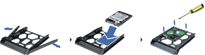 Synology - NAS DS220+ - Paso 3b de instalación de unidades Paso 3b de instalación de unidades