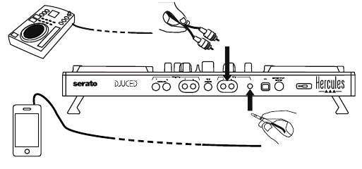 Hercules - DJ Control Inpulse 500 - Auxiliar (= entrada Mic/Aux 1-2) Paso 2 Auxiliar (= entrada Mic/Aux 1-2) Paso 2
