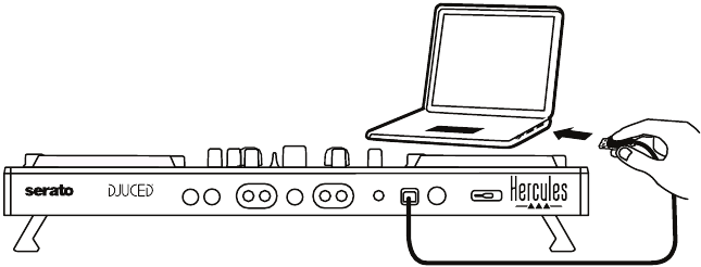 Hercules - DJ Control Inpulse 500 - Conexión a un ordenador (a través de USB) Conexión a un ordenador (a través de USB)