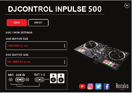 Hercules - DJ Control Inpulse 500 - Desactivación de la entrada de audio Desactivación de la entrada de audio