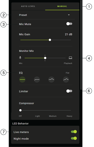 Shure - MV7 - Configuración del micrófono: Manual Configuración del micrófono: Manual