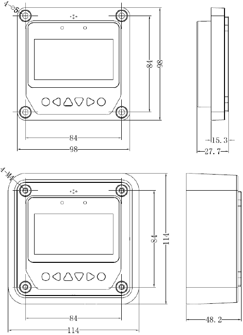 Epever - MT50 - DIMENSIONES DEL MEDIDOR REMOTO (mm) DIMENSIONES DEL MEDIDOR REMOTO (mm)