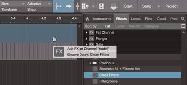 PRESONUS - Quantum 2626 - Drag-and-drop effects. Arrastrar y soltar efectos.