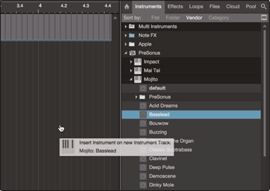 PRESONUS - Quantum 2626 - Drag-and-drop virtual instruments Arrastrar y soltar instrumentos virtuales