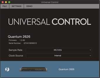 PRESONUS - Quantum 2626 - Ventana de inicio de UC Surface Ventana de inicio de UC Surface