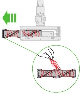 Dyson - V7 - Paso 2 de la eliminación de obstrucciones del cabezal de limpieza Direct drive Paso 2 de la eliminación de obstrucciones del cabezal de limpieza Direct drive