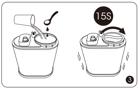 TaoTronics - TT-AH024 - LIMPIEZA Y MANTENIMIENTO - Instrucciones para la Eliminación de la Cal Paso 3 LIMPIEZA Y MANTENIMIENTO - Instrucciones para la Eliminación de la Cal Paso 3