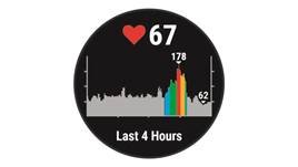 Garmin - FORERUNNER 45 - Visualización del widget de frecuencia cardiaca Visualización del widget de frecuencia cardiaca