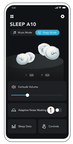 Soundcore - Sleep A10 - ENMASCARAMIENTO DE RUIDO ADAPTATIVO Paso 1 ENMASCARAMIENTO DE RUIDO ADAPTATIVO Paso 1