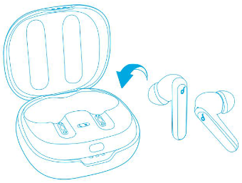 Soundcore - Life Note 3 - Restablecer - Paso 1 - Coloque los auriculares en el estuche de carga Restablecer - Paso 1 - Coloque los auriculares en el estuche de carga