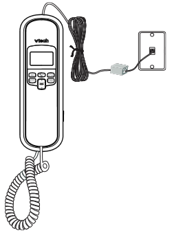 VTech - CD1113 - Instalación de pared a escritorio - Paso 3 - Enchufe el cable de la línea telefónica Instalación de pared a escritorio - Paso 3 - Enchufe el cable de la línea telefónica