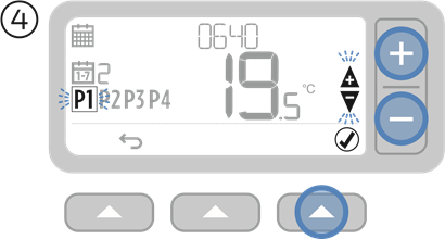 Honeywell Home - T3 - Ajuste de la programación - Paso 4 - Seleccione el período y, a continuación, confirme Ajuste de la programación - Paso 4 - Seleccione el período y, a continuación, confirme