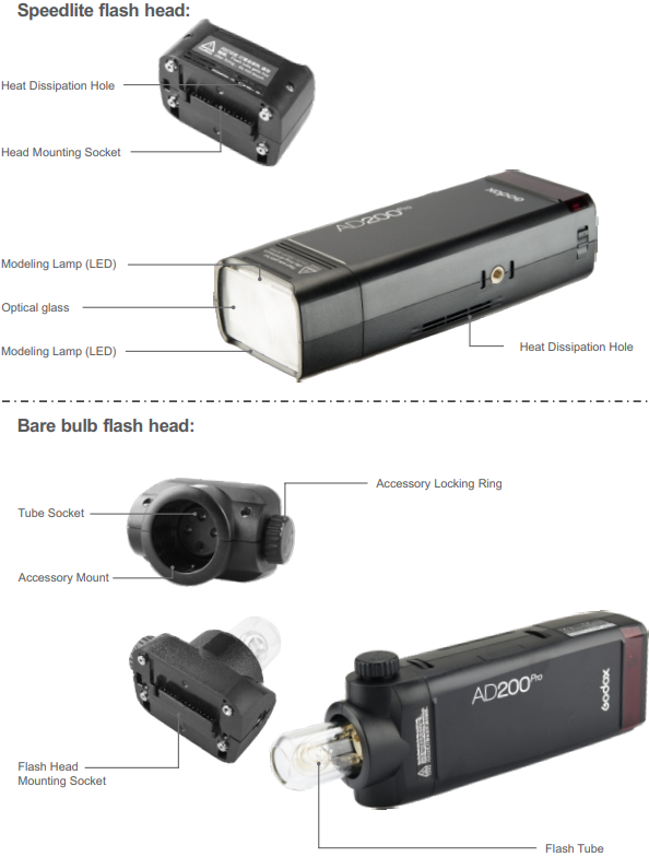 Godox - AD200 Pro - Cabezal de flash Cabezal de flash