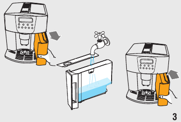 DeLonghi - ESAM4500 - Primer uso del aparato - Llenar depósito Primer uso del aparato - Llenar depósito