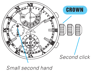 Seiko - 7T86 - AJUSTE DE LA HORA Y POSICIÓN DE LAS MANECILLAS - Paso 3 AJUSTE DE LA HORA Y POSICIÓN DE LAS MANECILLAS - Paso 3