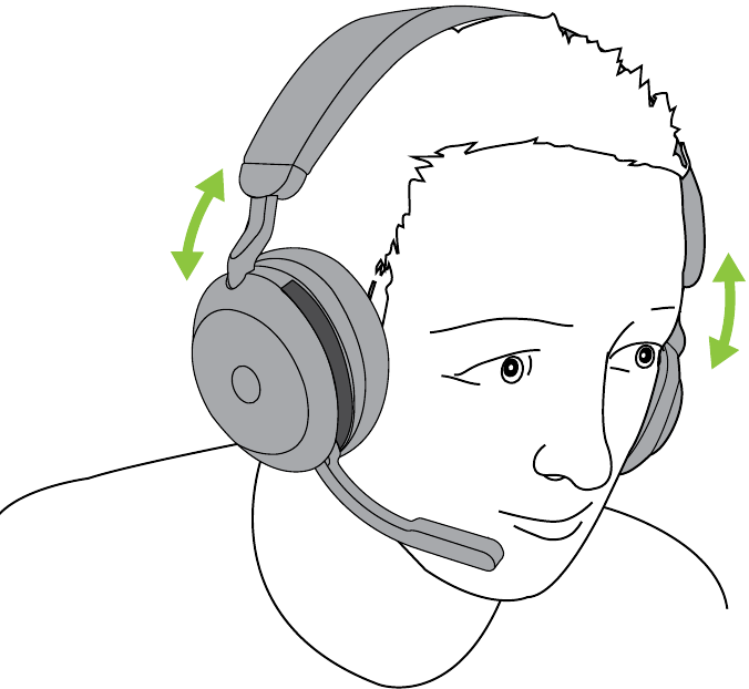 Jabra - Evolve2 75 - Cómo llevarlo puesto - Ajuste de la diadema Cómo llevarlo puesto - Ajuste de la diadema