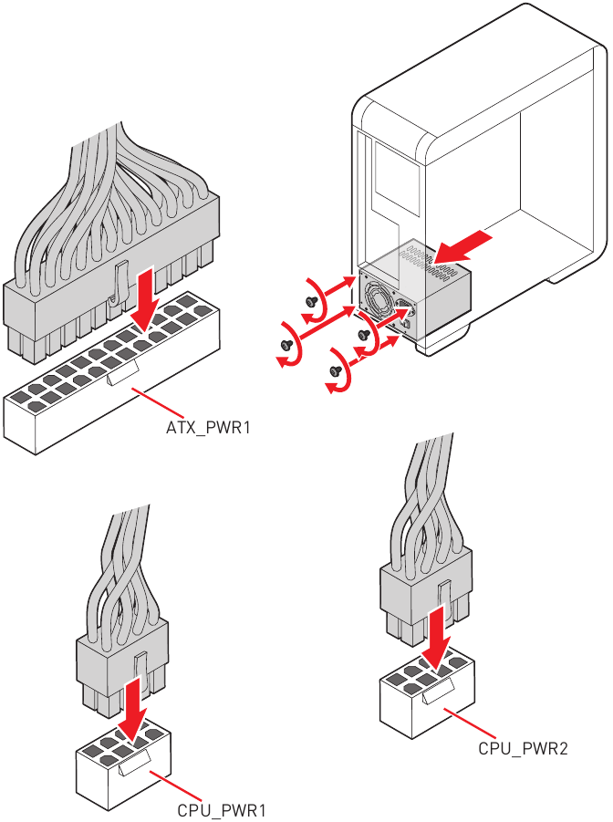 MSI - MAG B660 TOMAHAWK WIFI - Conexión de los conectores de alimentación Conexión de los conectores de alimentación