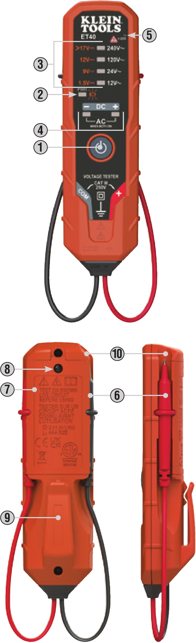 Klein Tools - ET40 - Descripción de las piezas Descripción de las piezas