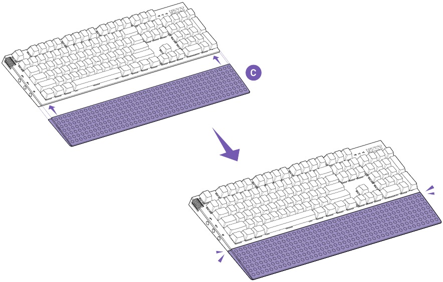 NZXT - Function 2 - Setting Up - Step 2 - Attach the wrist rest Configuración - Paso 2 - Conecte el reposamuñecas