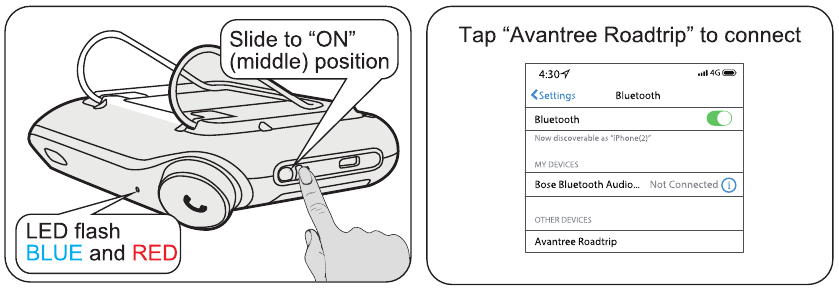 Avantree - Roadtrip - Conectar al 1er smartphone (primera vez) Conectar al 1er smartphone (primera vez)