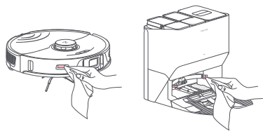 Roborock - S8 Pro Ultra - Mantenimiento de las áreas de contacto de carga Mantenimiento de las áreas de contacto de carga