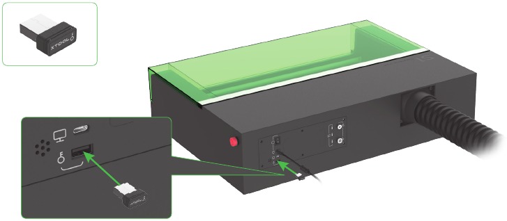 Xtool - S1 - Preparativos - Paso 8 - Inserta la llave Preparativos - Paso 8 - Inserta la llave