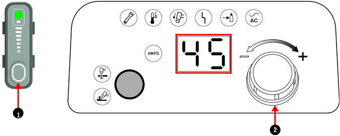 Hypertherm - Powermax45 SYNC - Ajuste el amperaje de salida si es necesario Ajuste el amperaje de salida si es necesario