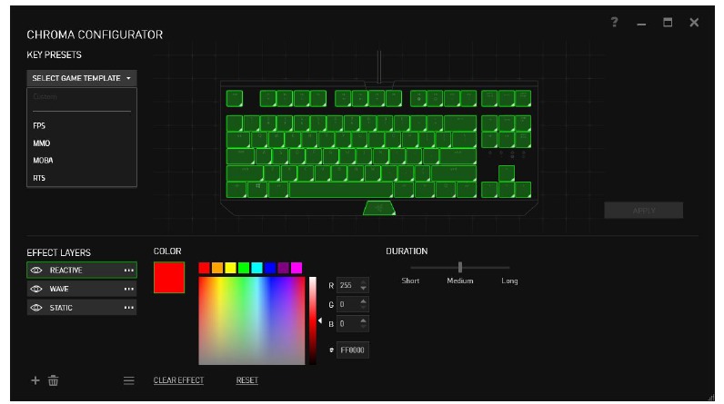 RAZER - BLACKWIDOW X CHROMA - Chroma Configurator Configurador de Chroma
