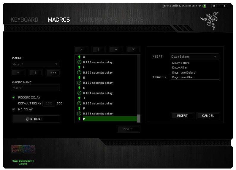 RAZER - BLACKWIDOW X CHROMA - MACROS TAB - Part 3 PESTAÑA MACROS - Parte 3