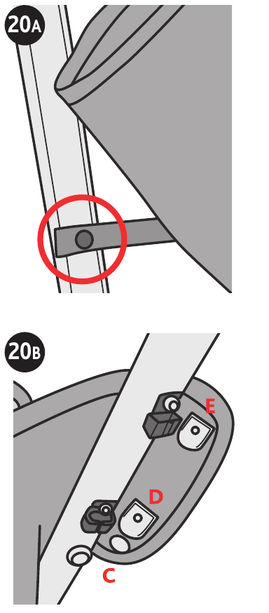 Chicco - Liteway - Cómo quitar la tela del asiento - Paso 2 Cómo quitar la tela del asiento - Paso 2