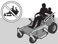 No permita que los niños monten en la cortadora de césped