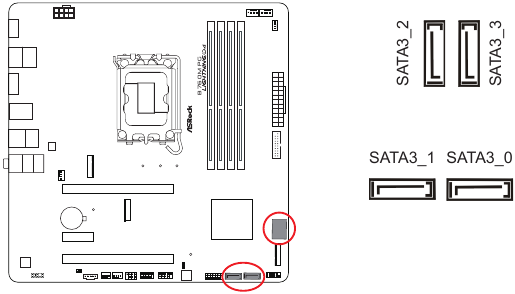 ASROCK - PHANTOM GAMING B760M PG LIGHTNING/D4 - Descripción general de los conectores y cabezales integrados - Parte 3 Descripción general de los conectores y cabezales integrados - Parte 3