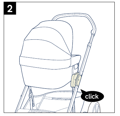 Nuna - MIXX bassinet - Fijación del capazo al chasis del cochecito - Paso 2 Fijación del capazo al chasis del cochecito - Paso 2