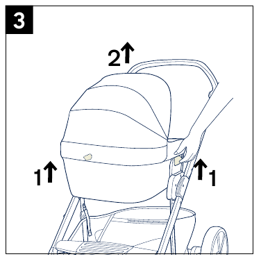 Nuna - MIXX bassinet - Fijación del capazo al chasis del cochecito - Paso 3 Fijación del capazo al chasis del cochecito - Paso 3