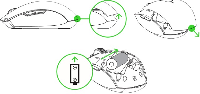 RAZER - OROCHI V2 - INSERCIÓN DE LA PILA - Paso 1 INSERCIÓN DE LA PILA - Paso 1