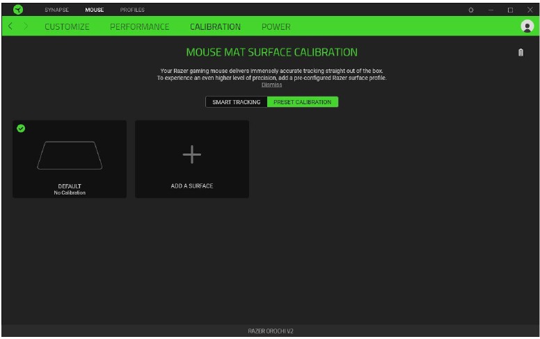 RAZER - OROCHI V2 - PESTAÑA RATÓN - Calibración preestablecida PESTAÑA RATÓN - Calibración preestablecida