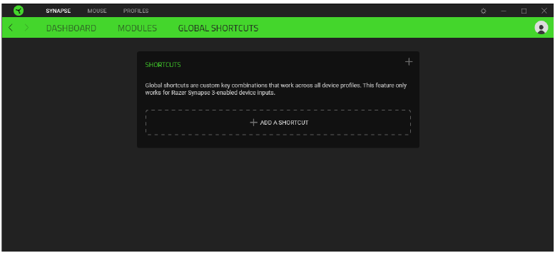 RAZER - OROCHI V2 - PESTAÑA SYNAPSE - Atajos globales PESTAÑA SYNAPSE - Atajos globales