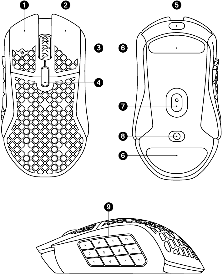 SteelSeries - AEROX 9 WIRELESS - DESCRIPCIÓN GENERAL DEL PRODUCTO - RATÓN DESCRIPCIÓN GENERAL DEL PRODUCTO - RATÓN