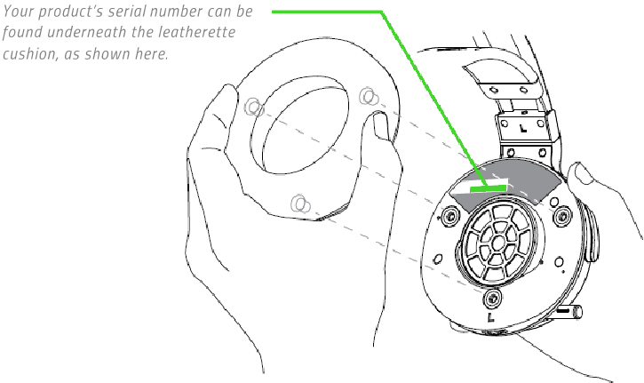 Razer - THRESHER - Ubicación del número de serie del producto Ubicación del número de serie del producto