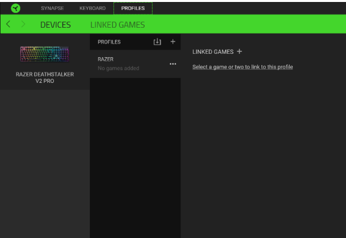 RAZER - DEATHSTALKER V2 PRO - PESTAÑA PERFILES - Dispositivos PESTAÑA PERFILES - Dispositivos