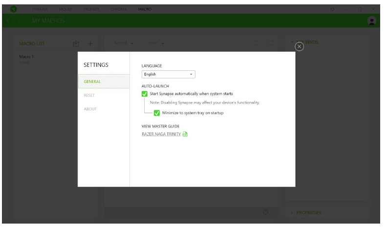 Razer - Naga Trinity - VENTANA DE CONFIGURACIÓN VENTANA DE CONFIGURACIÓN
