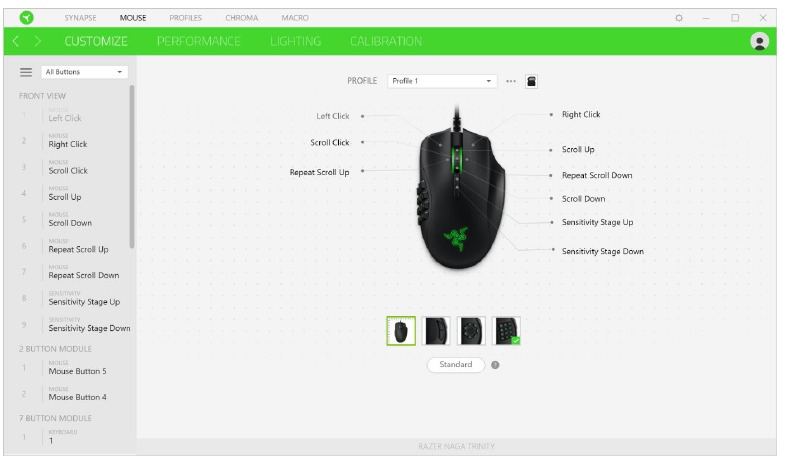 Razer - Naga Trinity - Barra lateral - Paso 1 Barra lateral - Paso 1
