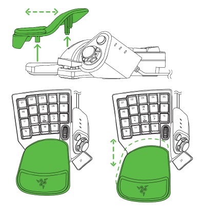 RAZER - TARTARUS PRO - AJUSTE DEL REPOSAMANOS AJUSTE DEL REPOSAMANOS