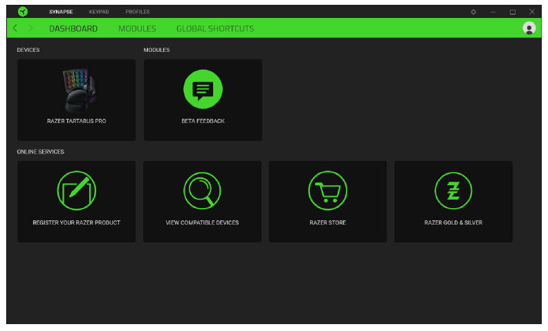 RAZER - TARTARUS PRO - Panel de control Panel de control